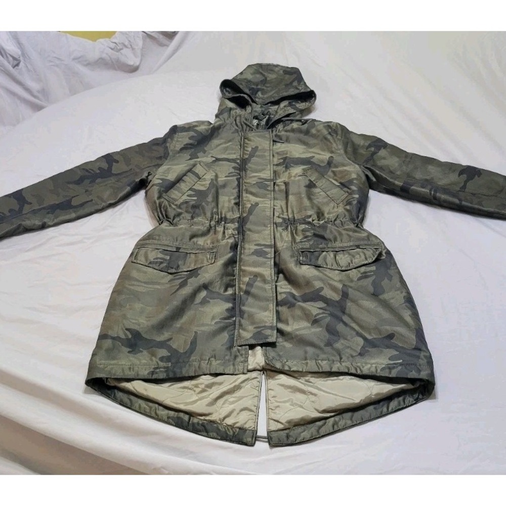 Abercrombie & Fitch Olive Camo Parka Jacket Coat Women XS Water Resistant - Picture 3 of 12